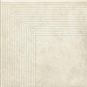 Scandiano beige stopnica ryflovana narozna - schodovka rohová 30x30 béžová