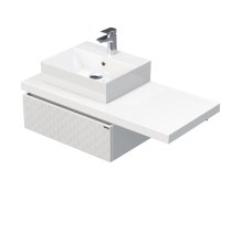 Desk 3D - skříňka 110 cm s umyvadlem na desku vlevo, 1 zásuvka, závěsná, bílá