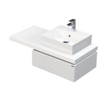 Desk 3D - skříňka 110 cm s umyvadlem na desku vpravo, 1 zásuvka, závěsná, bílá