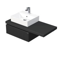 Desk 3D - skříňka 110 cm s umyvadlem na desku vlevo, 1 zásuvka, závěsná, černá