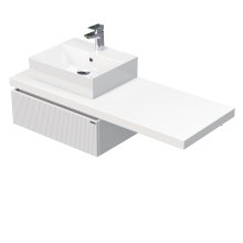 Desk 3D - skříňka 130 cm s umyvadlem na desku vlevo, 1 zásuvka, závěsná, bílá