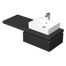 Desk 3D - skříňka 130 cm s umyvadlem na desku vpravo, 1 zásuvka, závěsná, černá