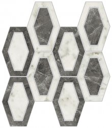 Imperial Losanga Naturale Bianco Arabescato - dlaždice mozaika 26x26 bílá mat