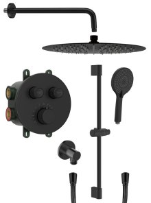 Smart Select podomítkový sprchový set s termostatickou baterií, 2 výstupy, posuvný držák sprchy, černá mat