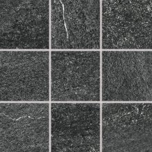 Quarzit - dlaždice rektifikovaná 9,8x9,8 černá matná reliéfní