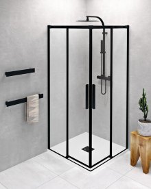 Altis Black čtvercový sprchový kout 900x900 mm, rohový vstup, čiré sklo