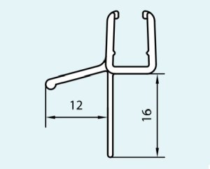 Vodorovné těsnění na 6 mm skla, pro Swing-Line, Swing-Line F