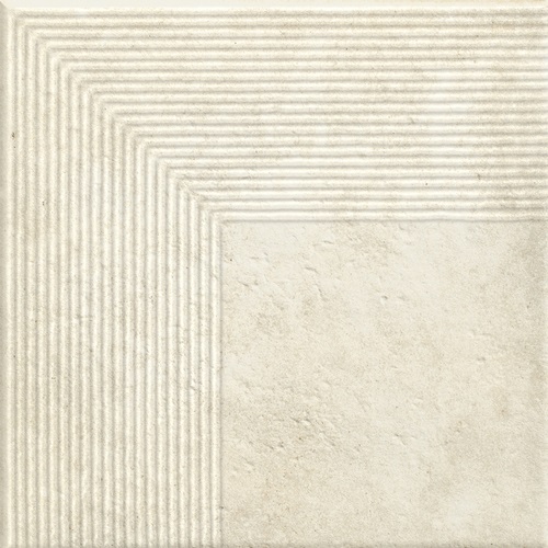 Scandiano beige stopnica ryflovana narozna - schodovka rohová 30x30 béžová