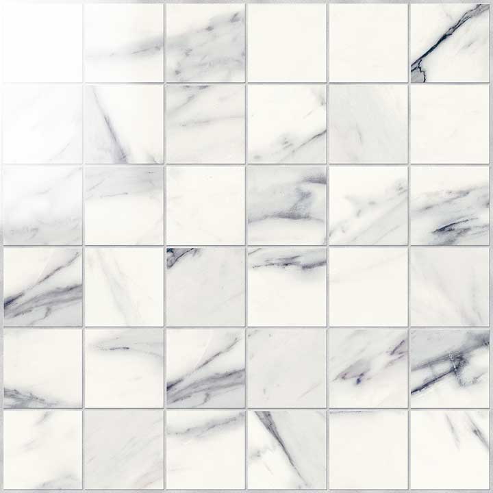 Imperial Mosaico 5x5 Lapp. Calacatta Bianco - dlaždice mozaika 30x30 bílá