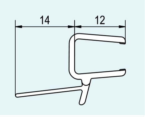 Vodorovné obloukové těsnění na 8 mm skla R55, pro MELIA