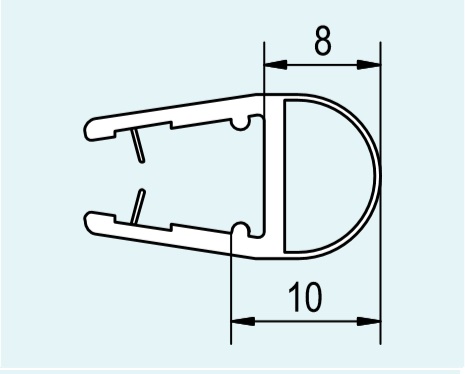 Svislé těsnění na 6 a 8 mm skla, pro PUR