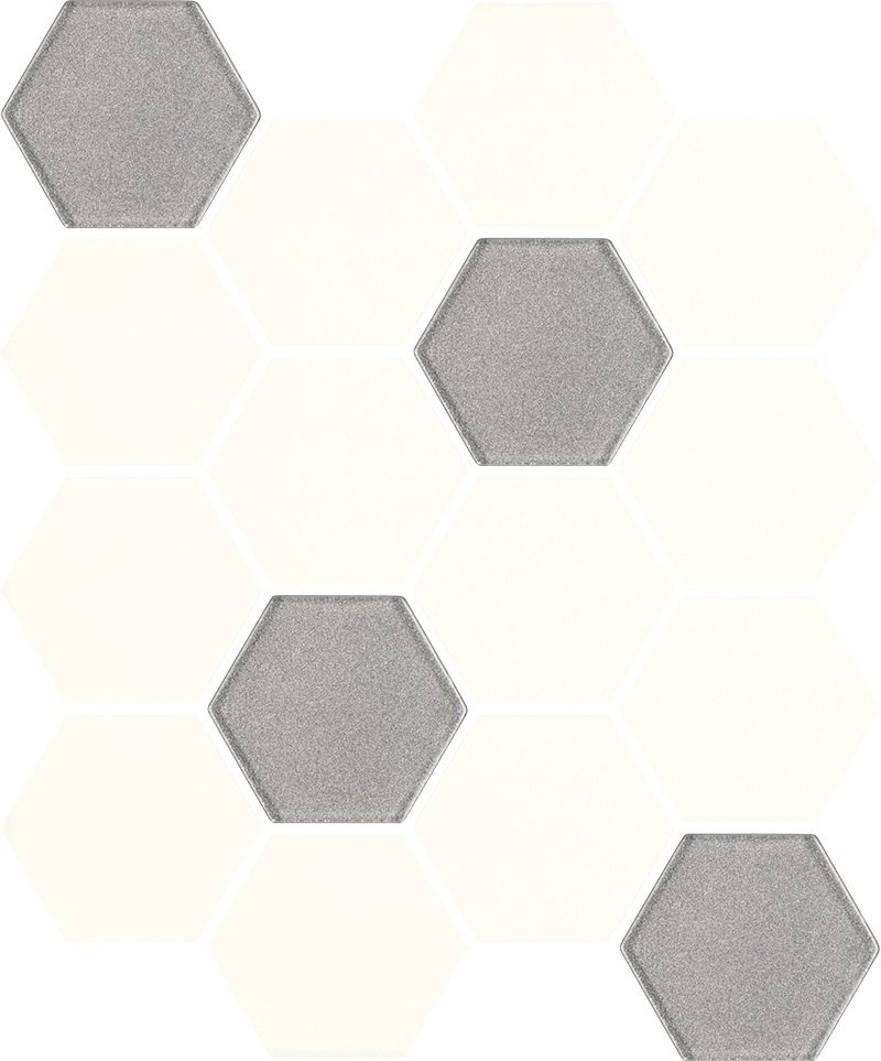 Uniwersalna mozaika prasowana bianco hexagon mix - obkládačka mozaika 25x25,5 bílá