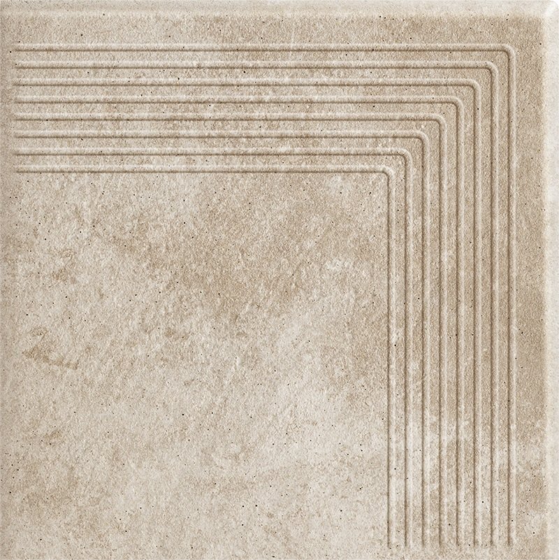 Viano beige stopnica ryflovana narozna - schodovka rohová 30x30 béžová