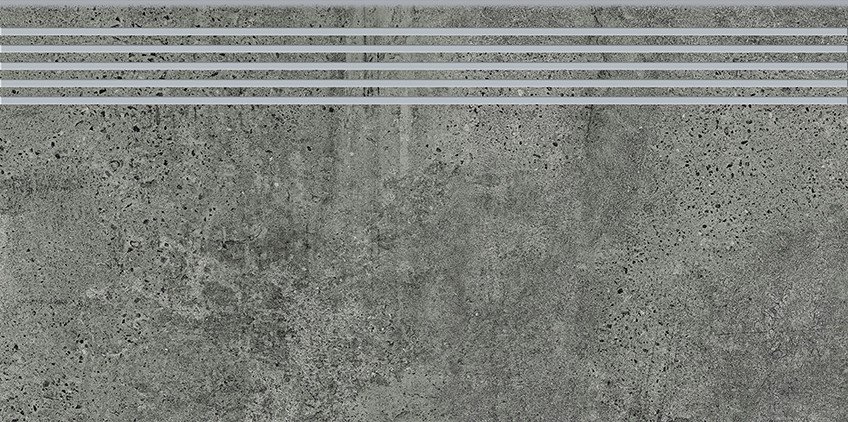 Newstone Graphite Steptread - schodovka rektifikovaná 29,8x59,8 šedá matná