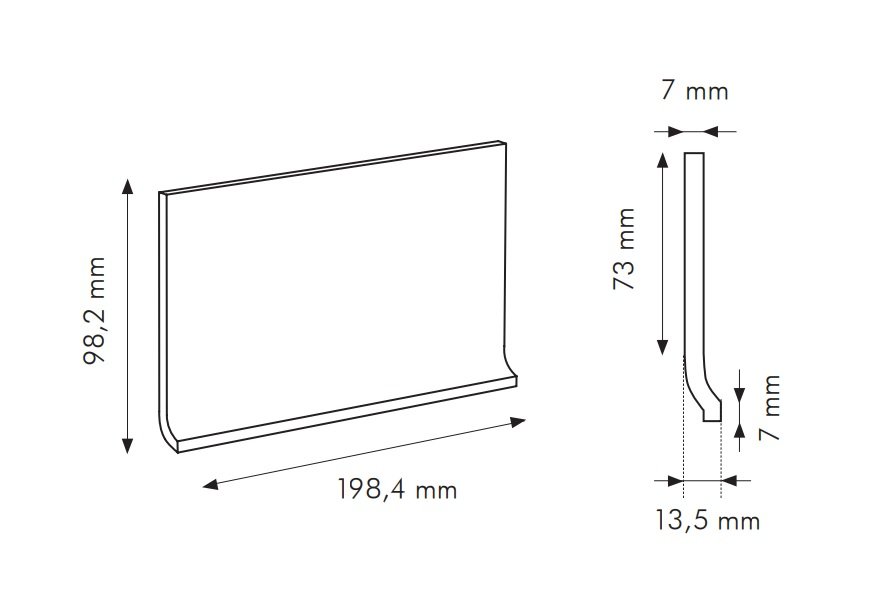 IN Latte Cod. I RAL 9010 - sokl s požlábkem 10x20 krémová matná