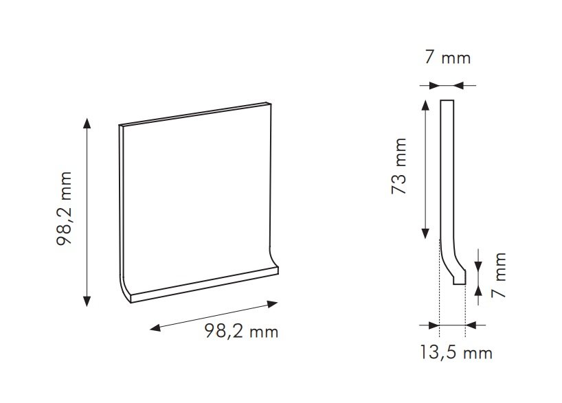 IN Latte Cod. Z RAL 9010 - sokl s požlábkem 10x10 krémová matná