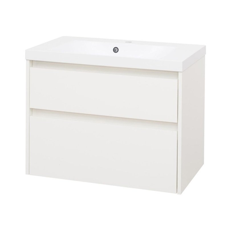 Opto, koupelnová skříňka s umyvadlem z litého mramoru 81 cm, bílá CN911M