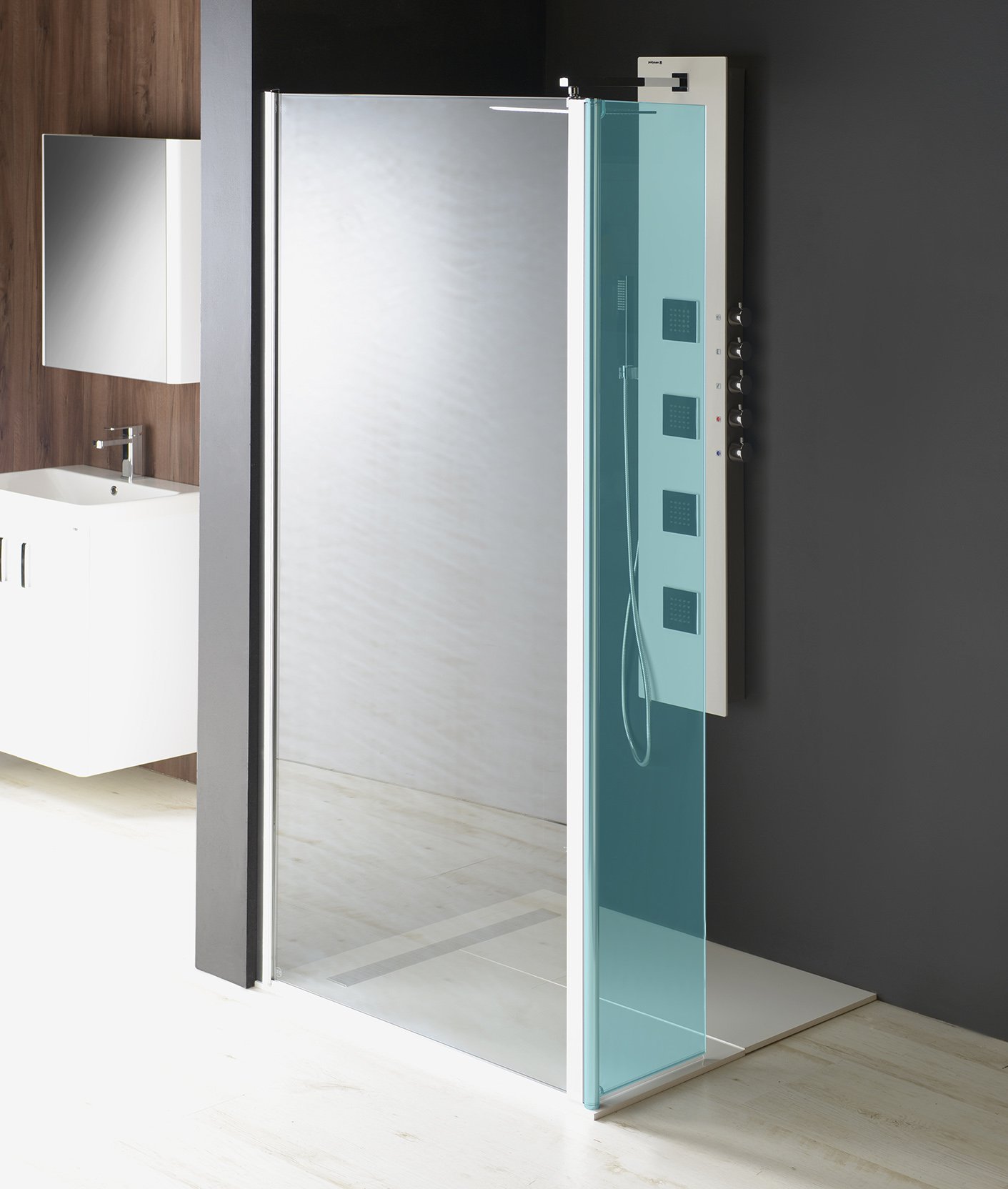 Modular Shower stěna k instalaci na zeď, pro připojení otočného panelu, 700 mm