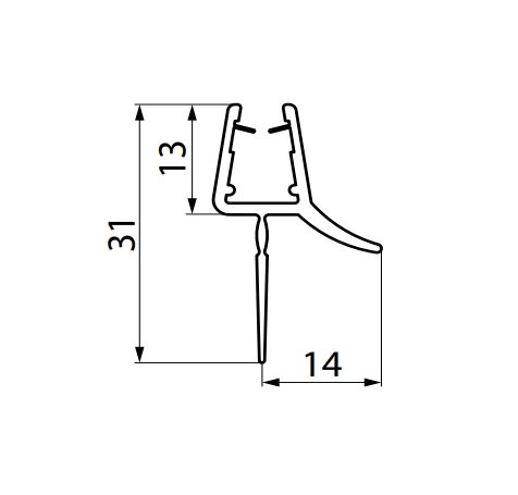 Vodorovné těsnění pro 6 mm sklo, pro Solino