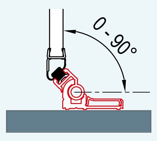 Profil s magnetickým těsněním nastavitelný pod úhlem 0-90°, pro PUR