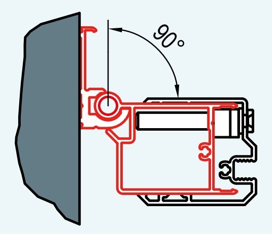 Profil k upevnění dveří na straně madla nebo boční stěny do zdi pod úhlem 0-90°, pro Swing-Line