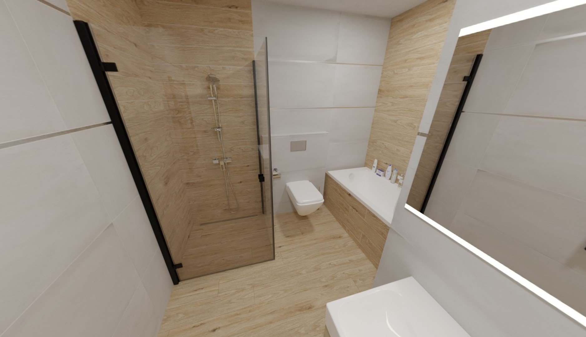 3D návrh - koupelna Derby Gris + Landhaus Rettificato 3d 360 Derby Gris